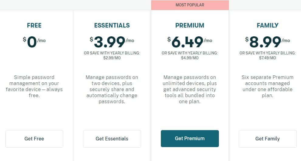 Dashlane pricing