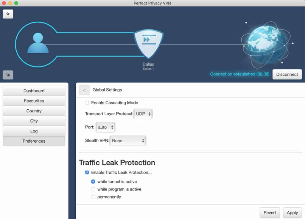 PerfectPrivacy - App Settings