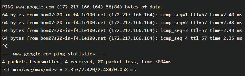 Ping command in Linux