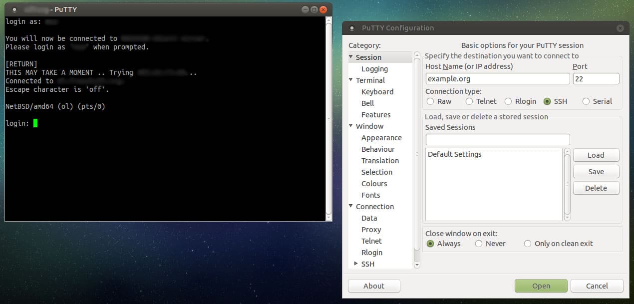 PuTTY running under Ubuntu MATE