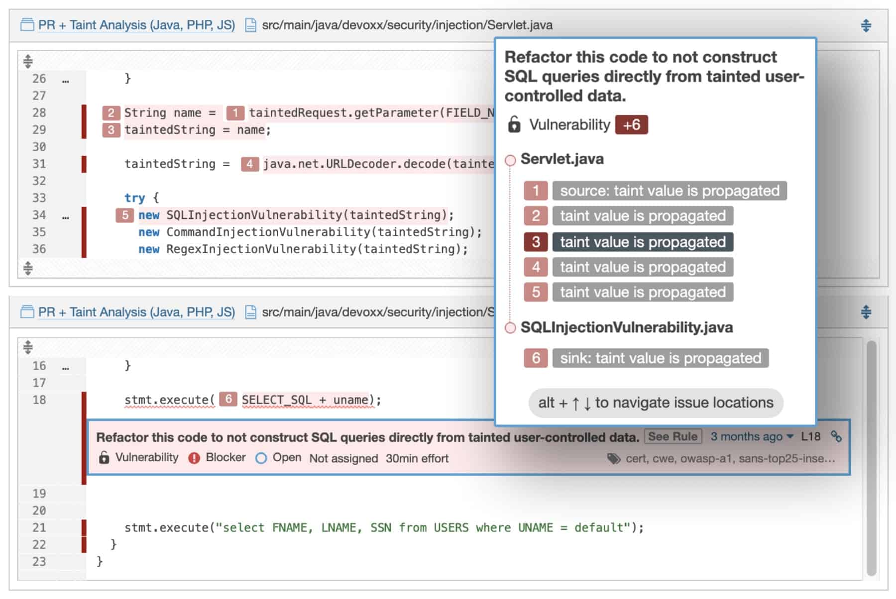 SonarQube code error screenshot