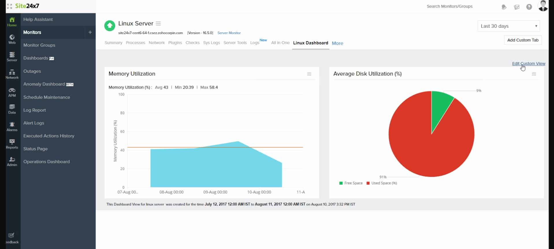 site24x7 Linux Monitoring