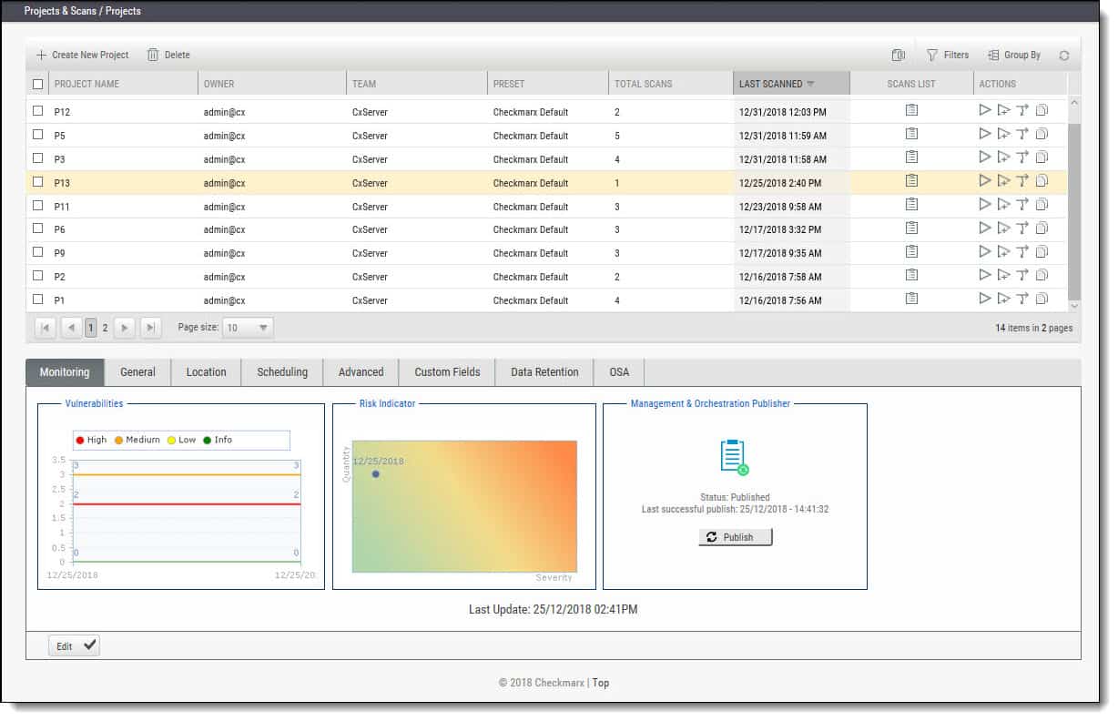 Checkmarx CxSAST Review Scan Results - Projects_without_toolbar