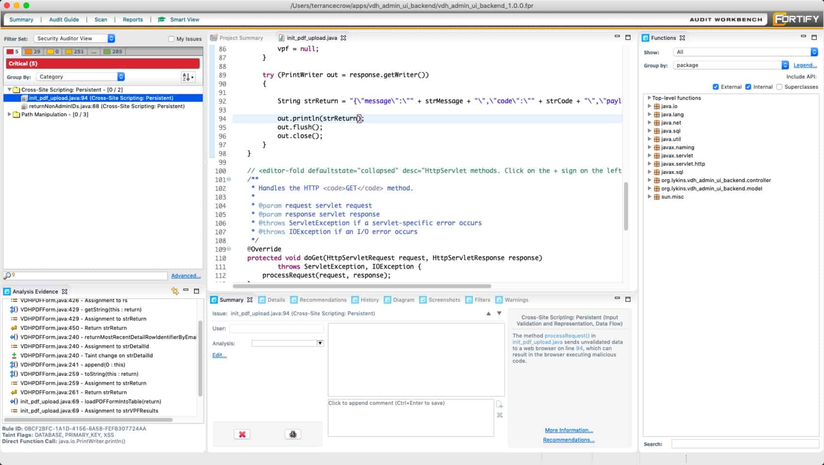 Micro Focus Fortify Static Code Analyzer (SCA SAST in action