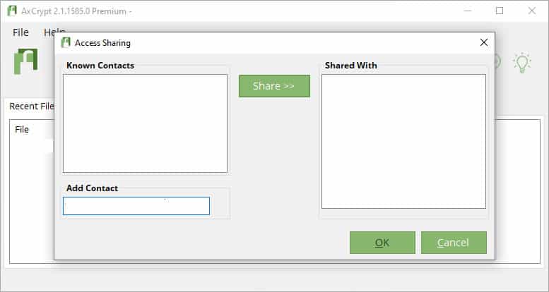 AxCrypt file sharing feature