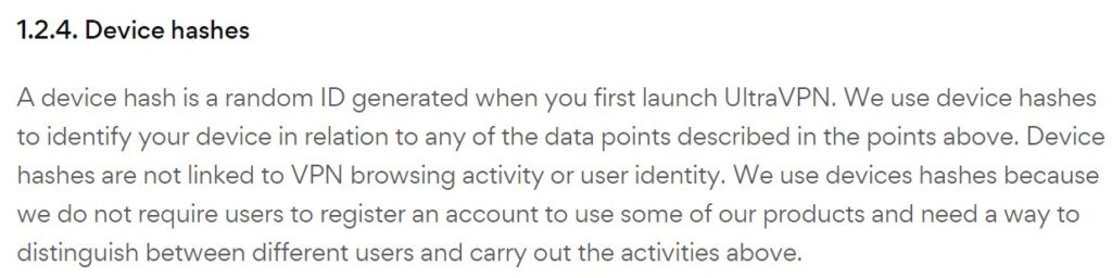 device hashes ultravpn