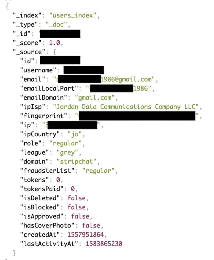 stripchat user data