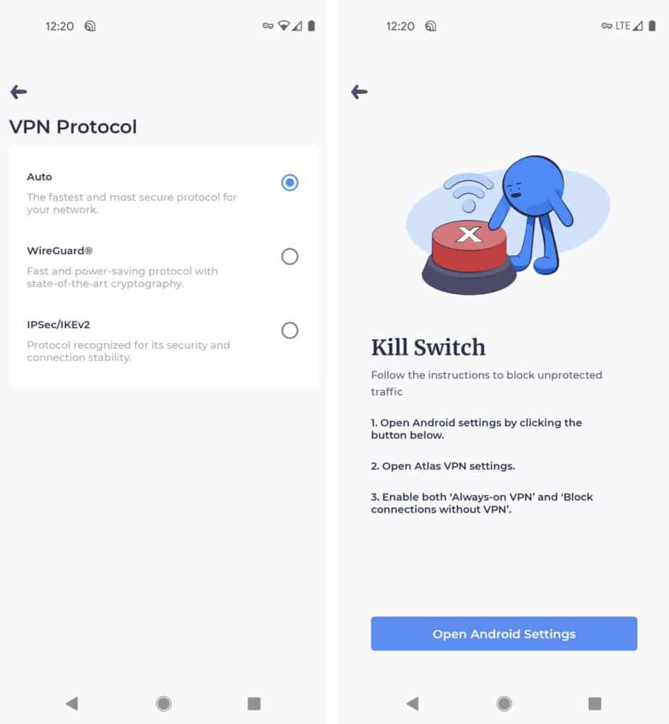atlas vpn android settings
