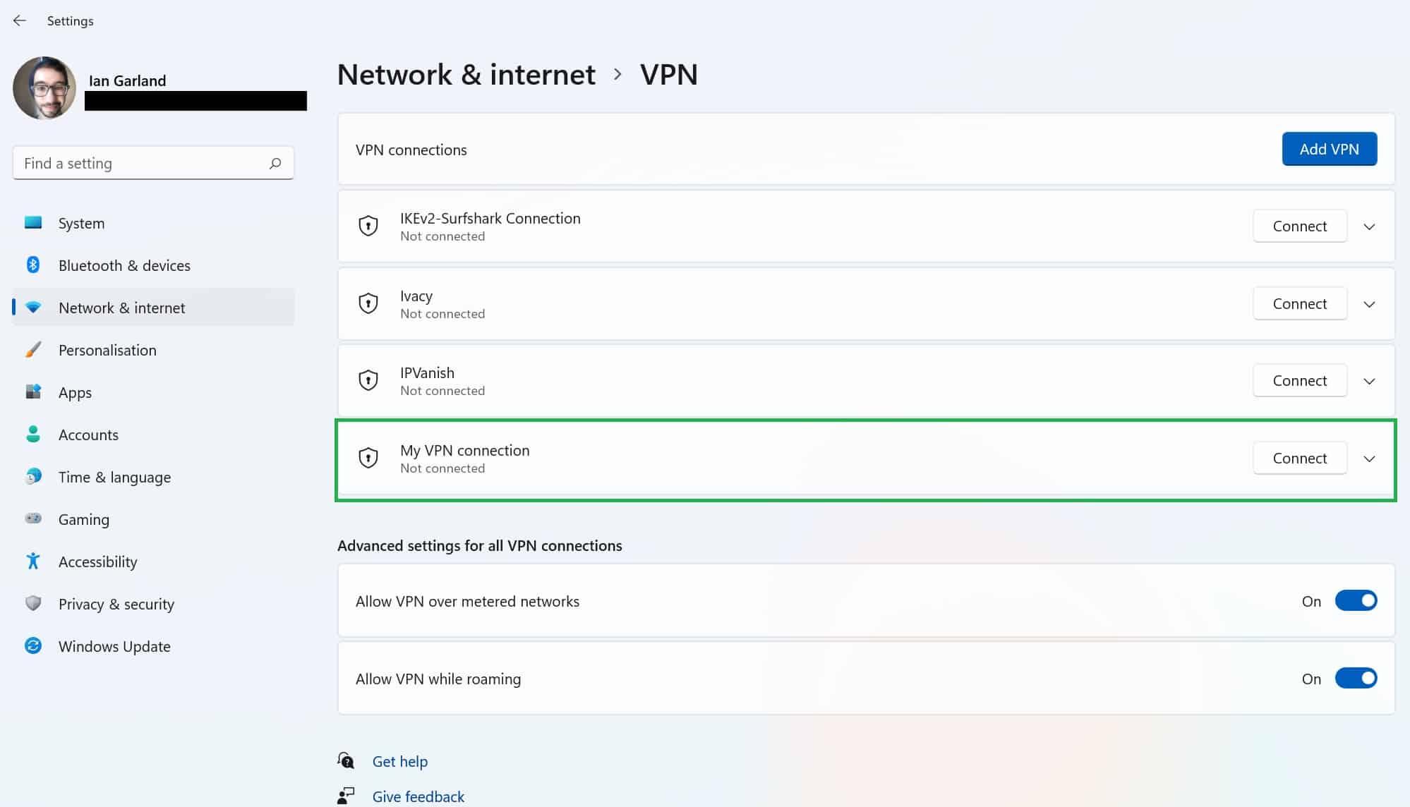 Windows 11 VPN Settings