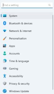 Options for Windows settings