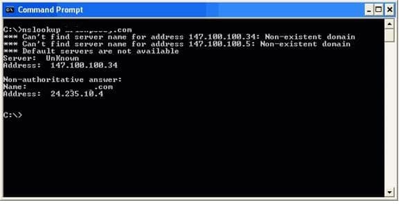nslookup error