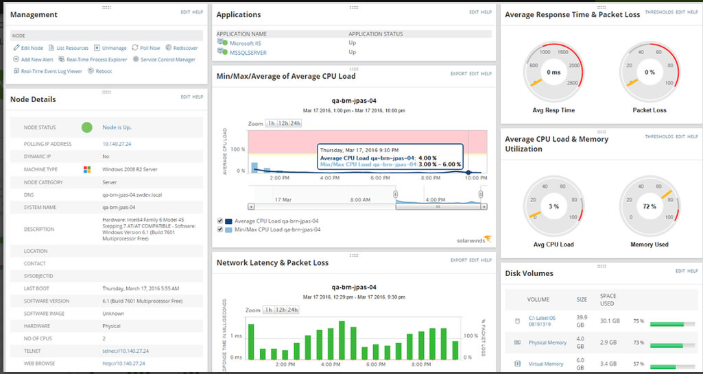 SolarWinds Server & Application Monitor