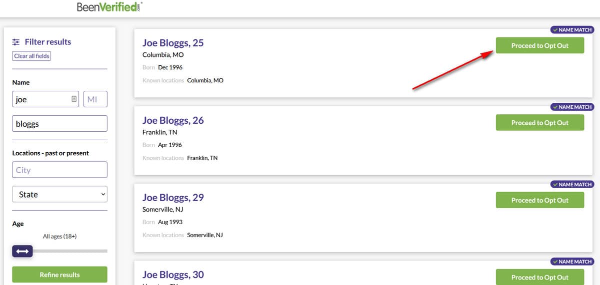 PeopleLooker opt-out