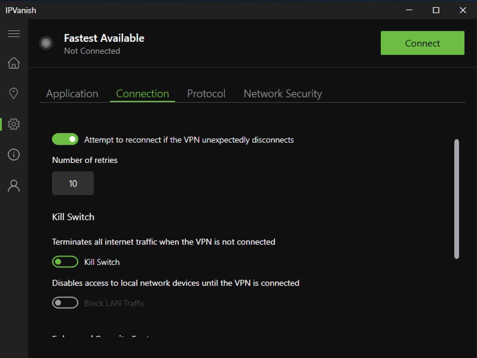 IPVanish - App - Settings