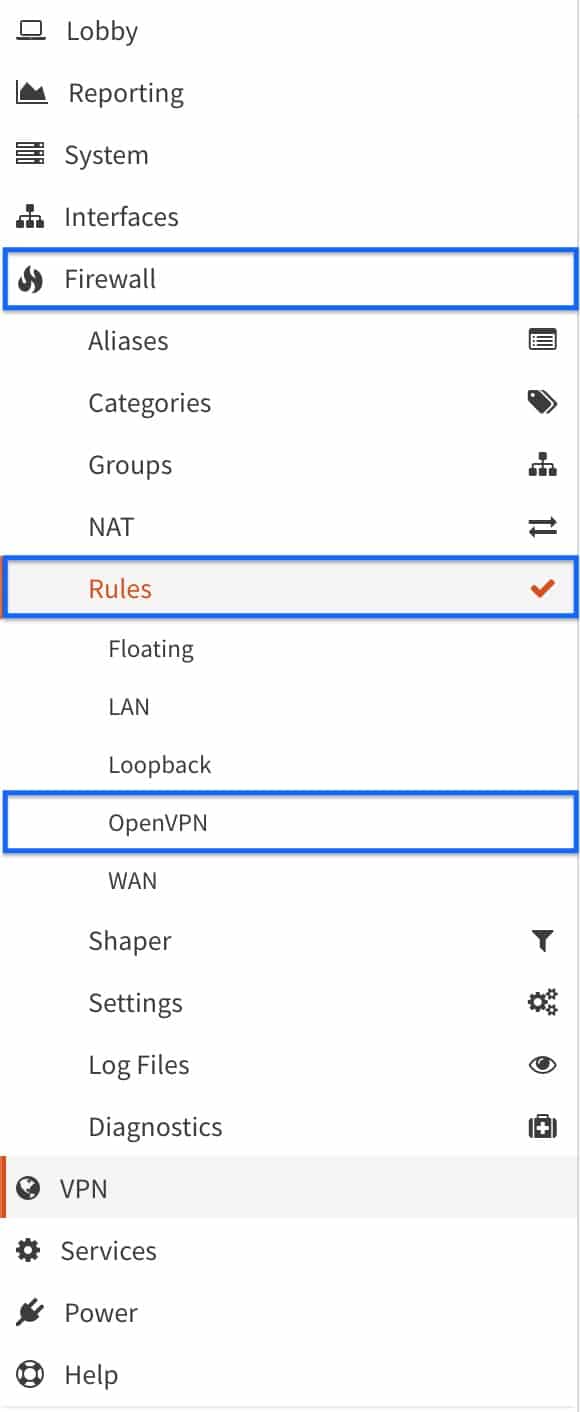 OPNsense - OpenVPN Server - Go To Firewall_Rules_OpenVPN