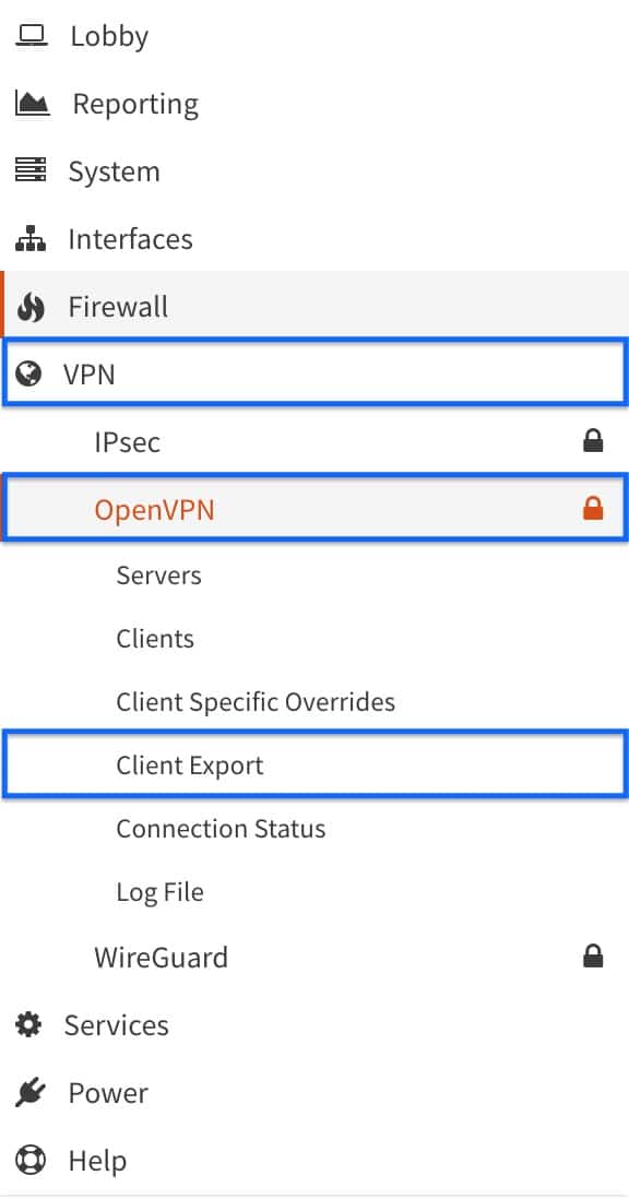 OPNsense - OpenVPN Server - Go To Client Export