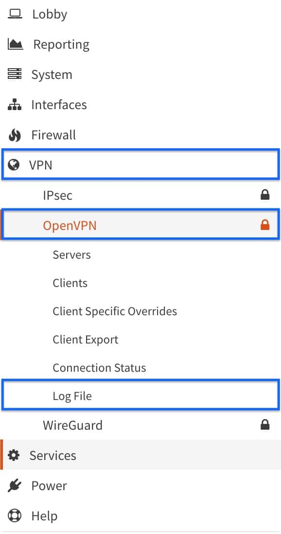 OPNsense - OpenVPN Server - Go To VPN_OpenVPN_Logs