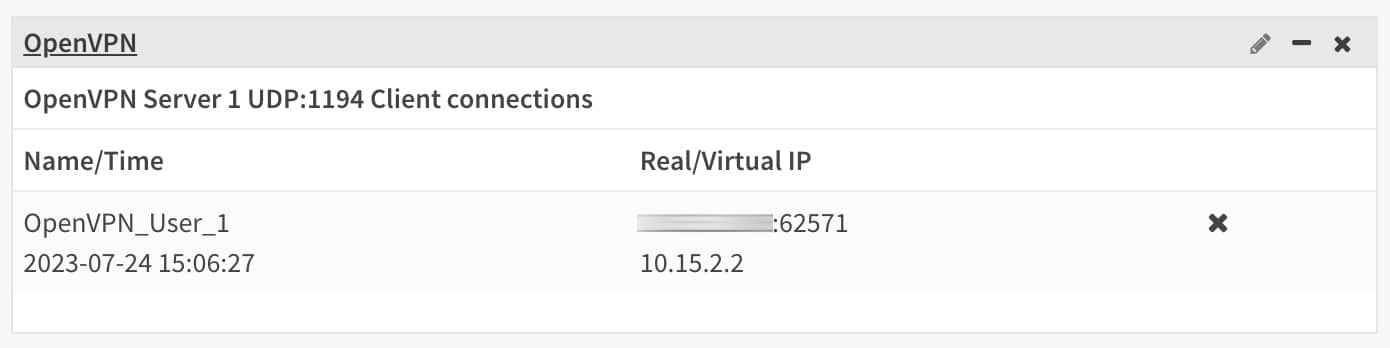 OPNsense - OpenVPN Server - Widget Loaded