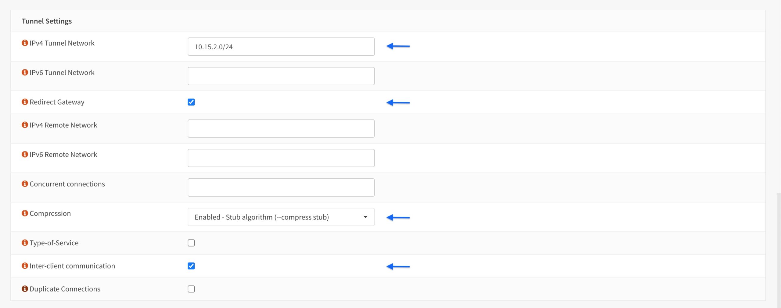 OPNsense - OpenVPN Server - Tunnel Settings