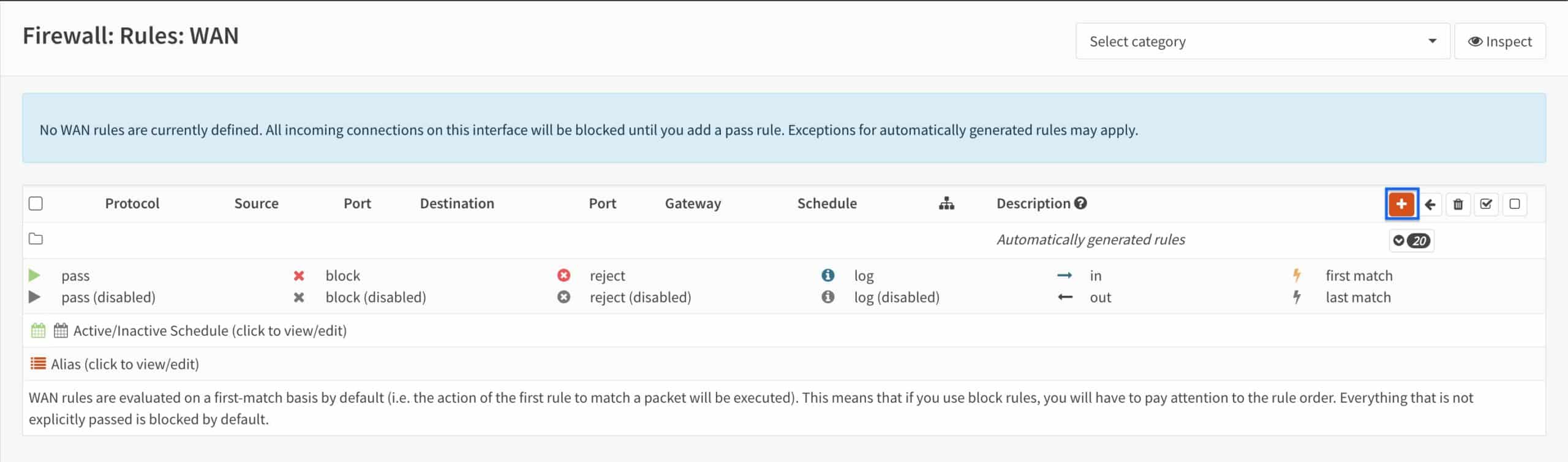 OPNsense - OpenVPN Server - WAN Firewall Rule - Click Plus
