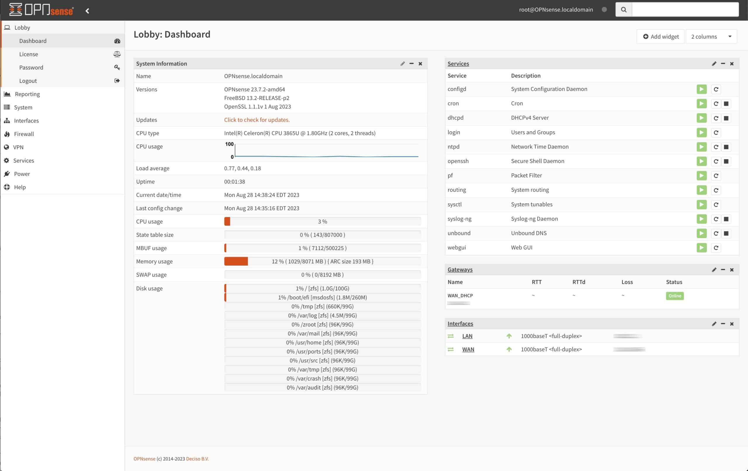 OPNsense - Squid - Dashboard