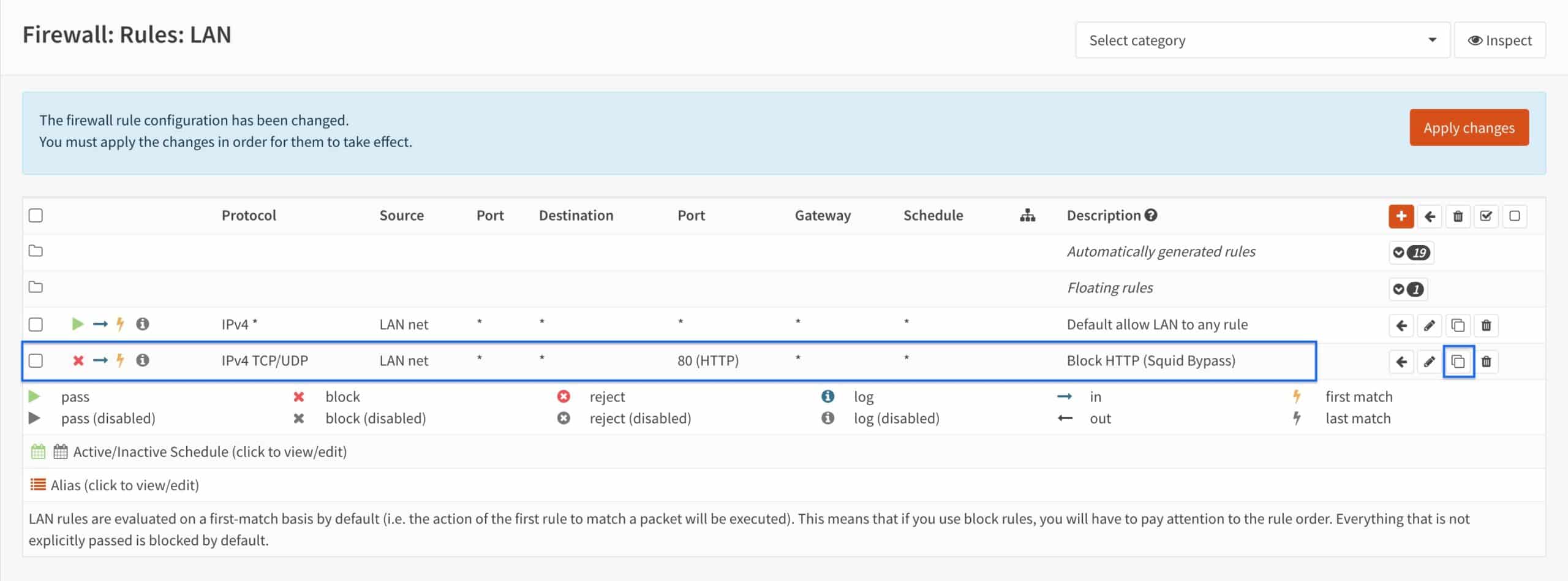 OPNsense - Squid - Copy Firewall Rule