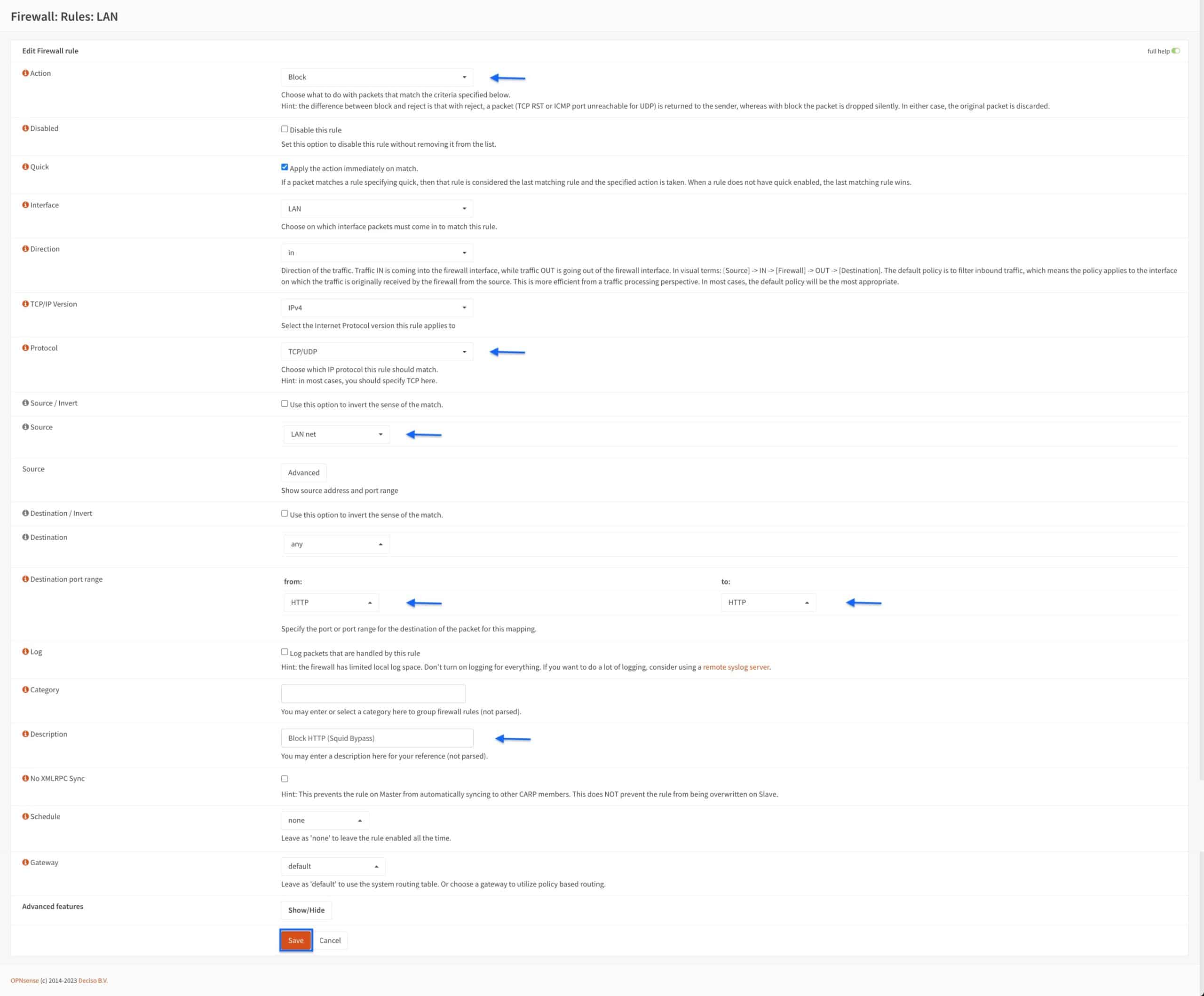 OPNsense - Squid - Block HTTP Rule
