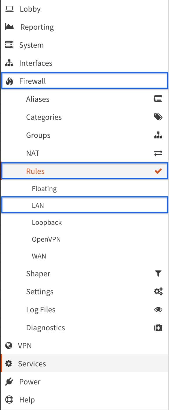 OPNsense - Squid - Firewall - Rules - LAN