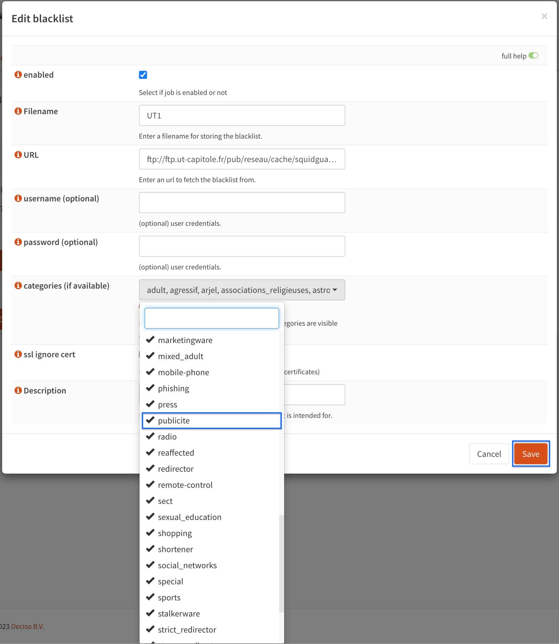 OPNsense - Squid - Remote ACL - Categories