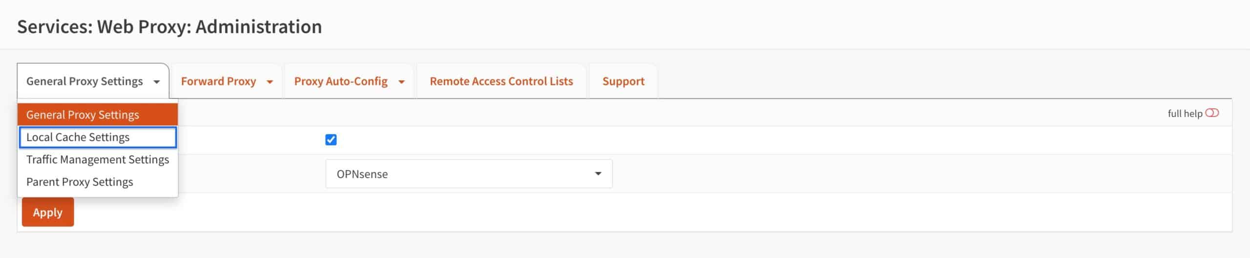 OPNsense - Squid - Local Cache Settings