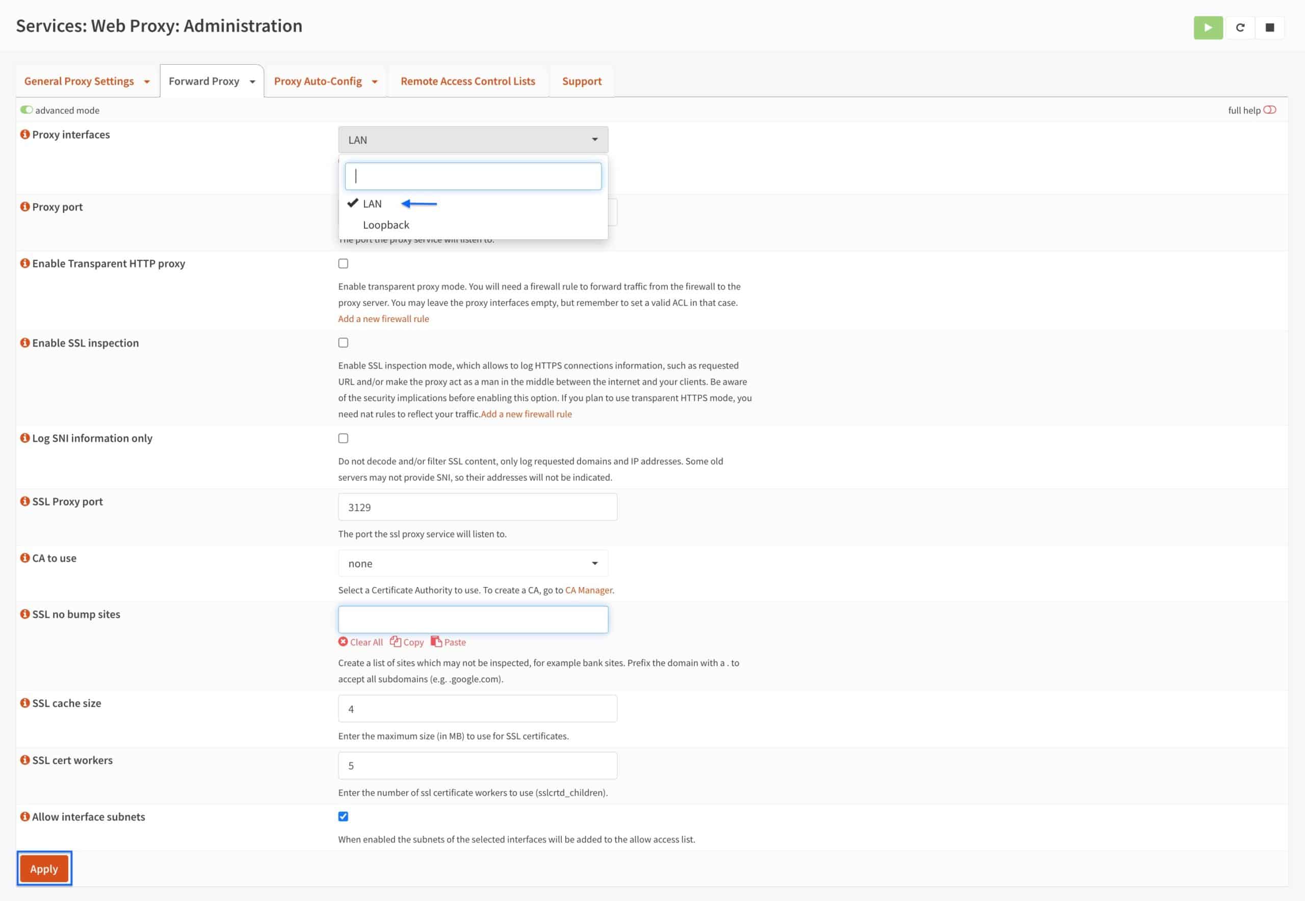 OPNsense - Squid - Forward Proxy Settings