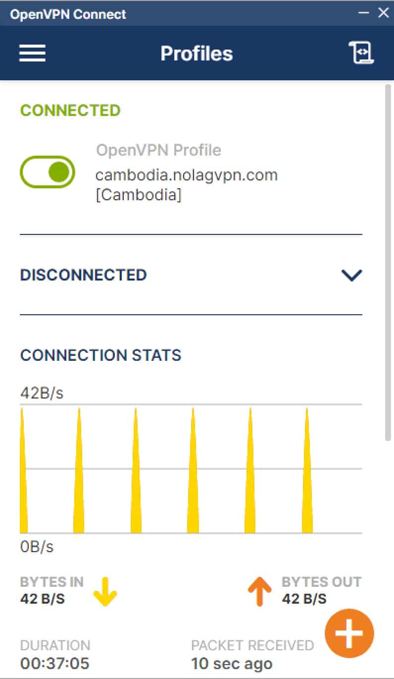 NoLagVPN - OpenVPN_App_Connected