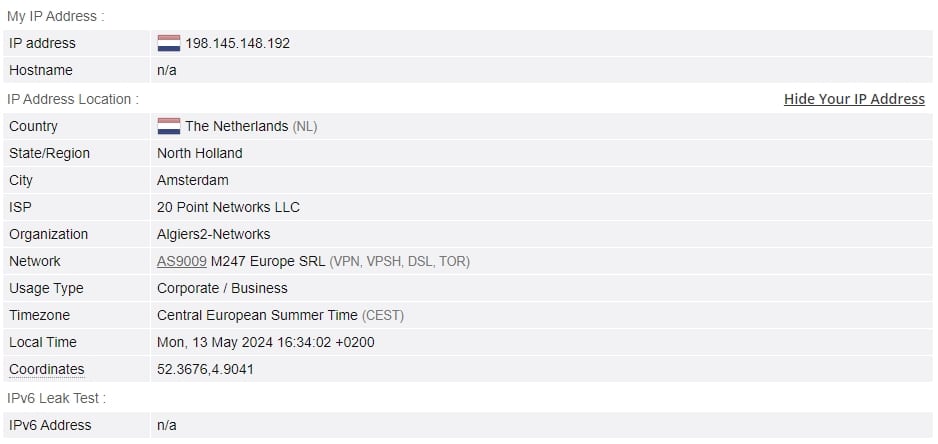 IP leak test