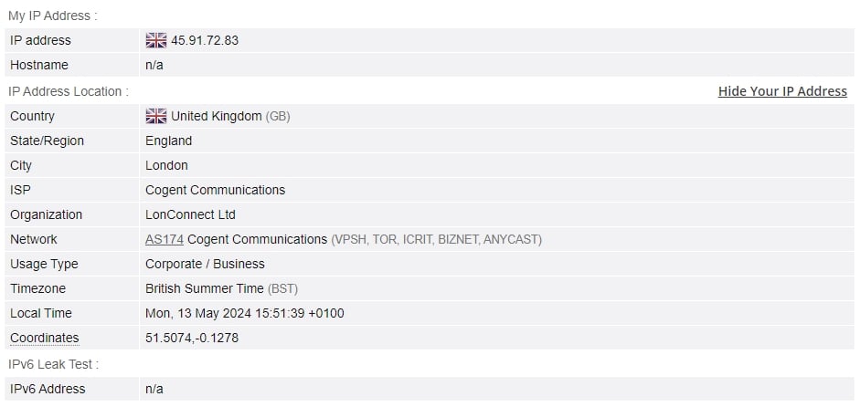 IP leak tests.