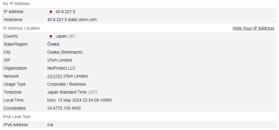IP leak test.