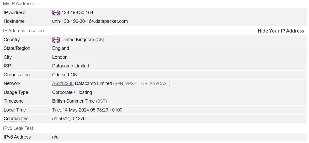IP leak test.