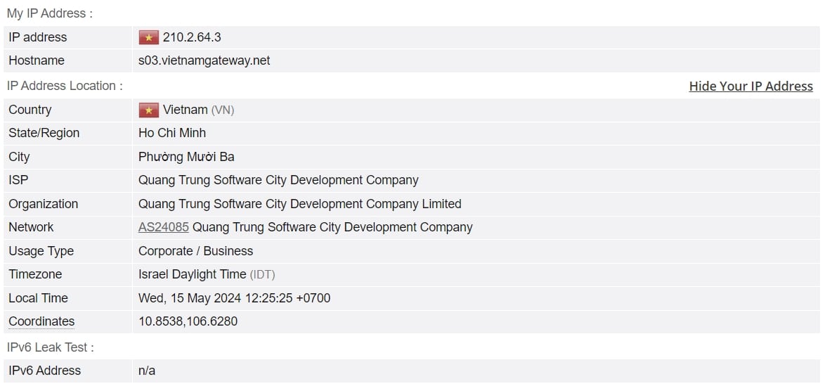 IP leak test.