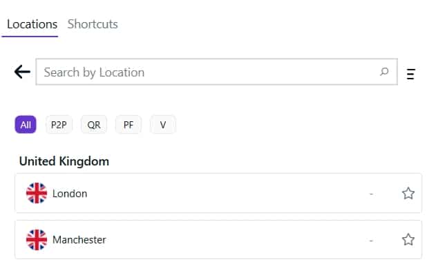 PureVPN UK servers.
