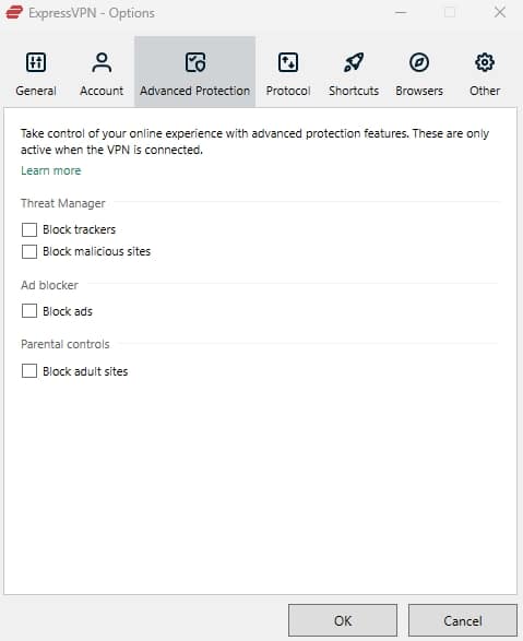 ExpressVPN Advanced Protection.