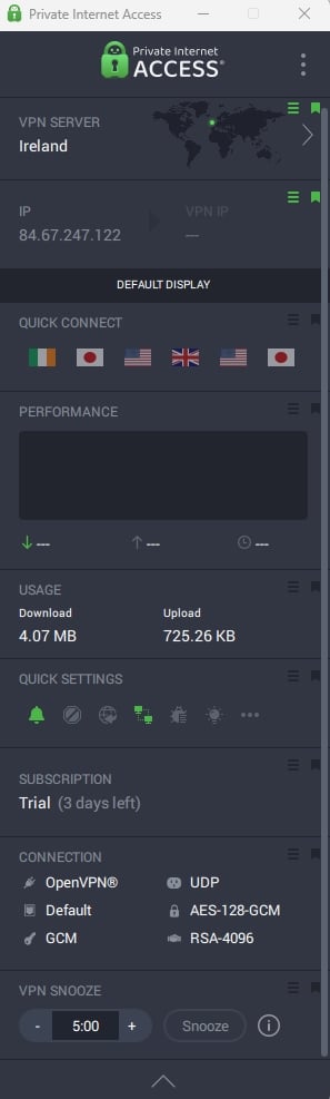 The PIA expanded dashboard.