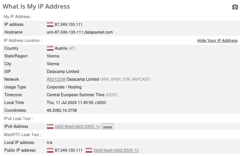 Test d'étanchéité ProtonVPN pour l'IP britannique lorsqu'il