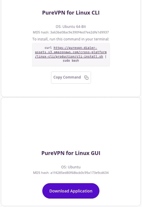 PureVPN propose deux solutions pour Linux.