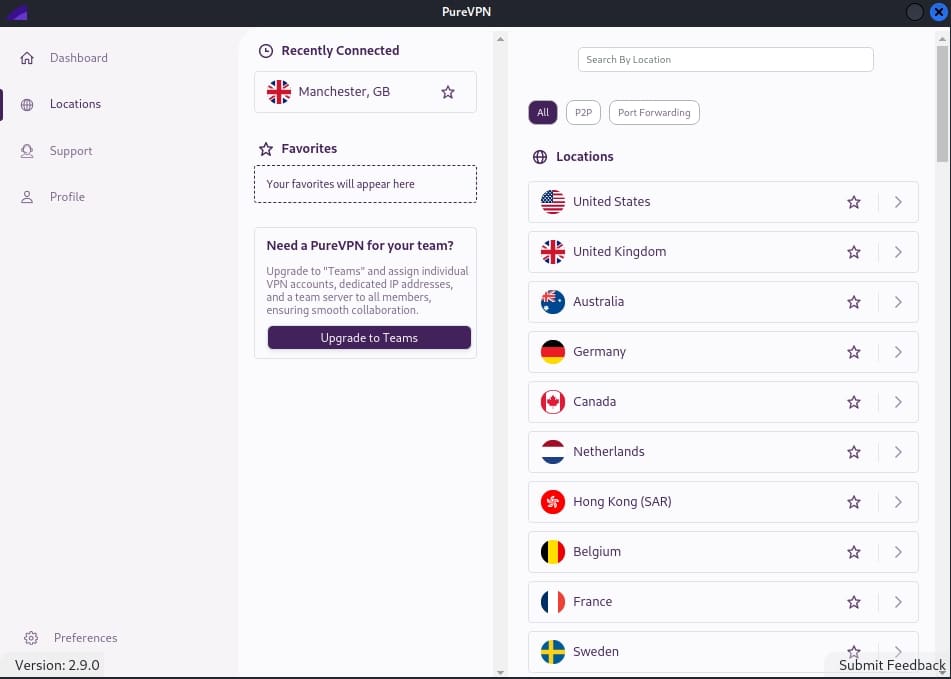PureVPN dispose de serveurs dans 66 pays.