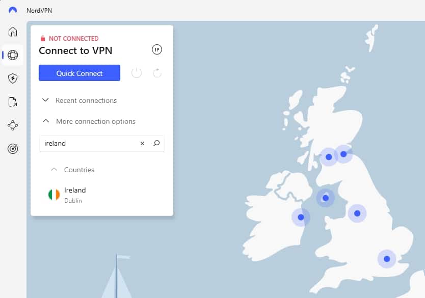 NordVPN server map.
