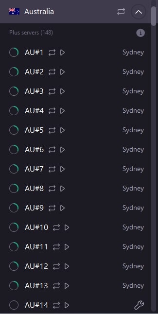 ProtonVPN's Australian servers.