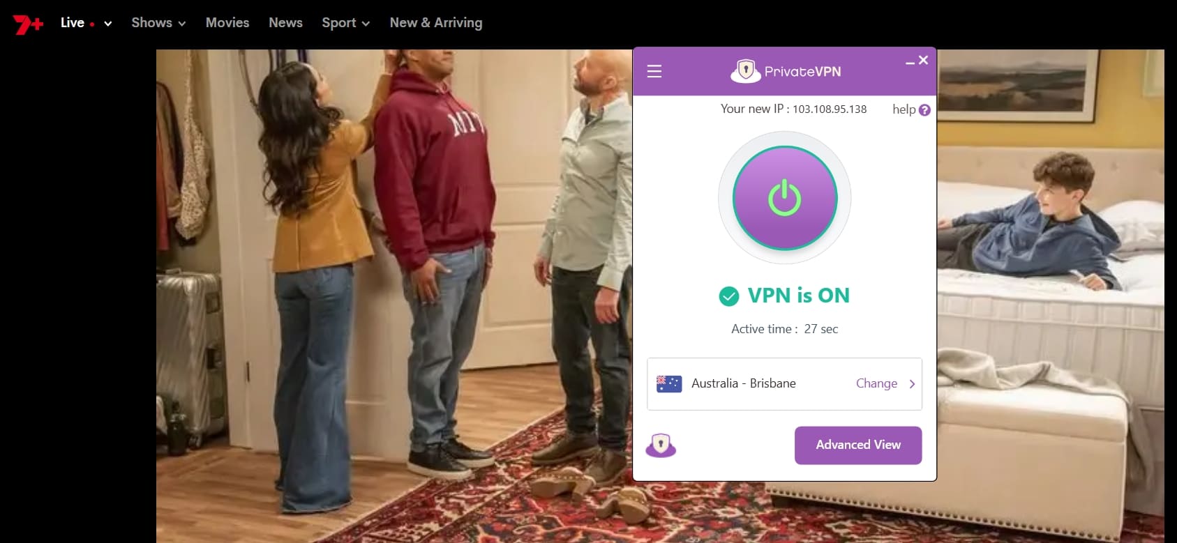 PrivateVPN streaming.