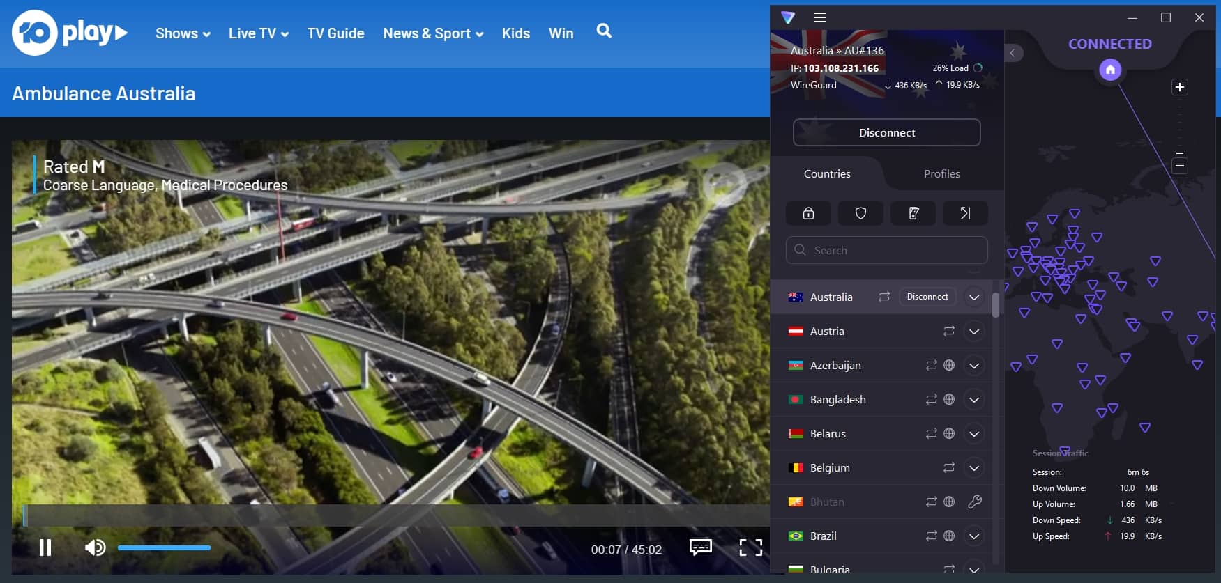 Streaming 10Play with ProtonVPN.