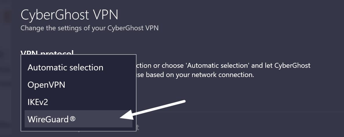 CyberGhost bietet eine Auswahl an VPN-Protokollen