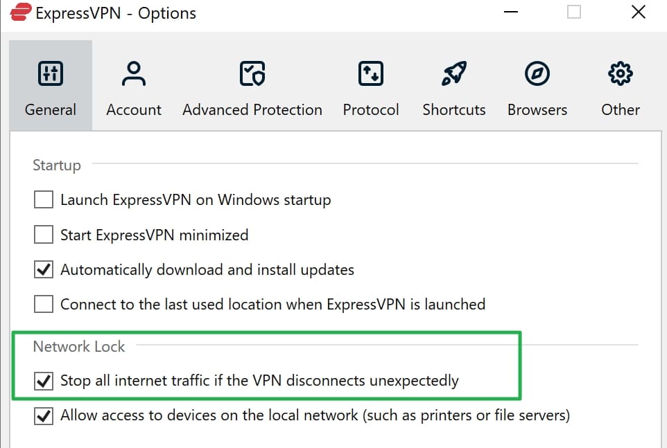 ExpressVPN Network Lock