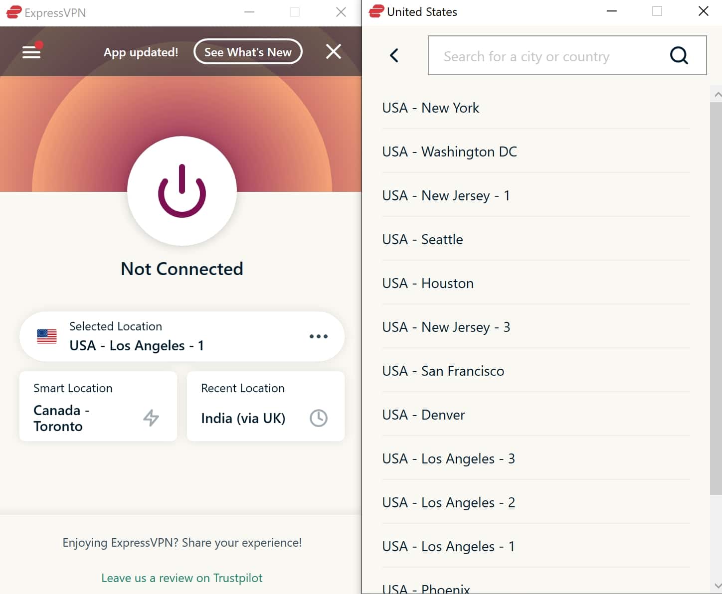 ExpressVPN US server locations